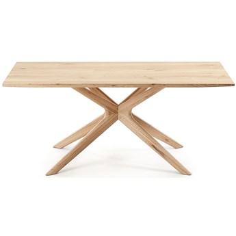 Stół bielony fornirowany dębowy blat drewniane nogi 180x90 cm