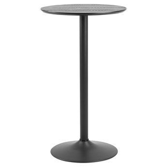 Stół barowy okrągły czarny fornirowany blat jesion metalowa noga Ø60x105 cm