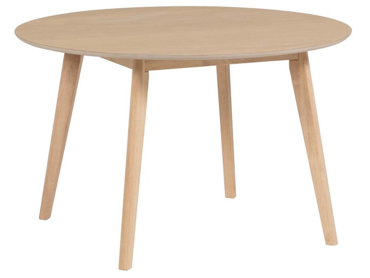 Stół okrągły naturalny fornirowany blat drewniane nogi kauczuk ∅120x74 cm