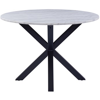 Stół okrągły biały marmurowy blat czarne metalowe nogi Ø110x76 cm