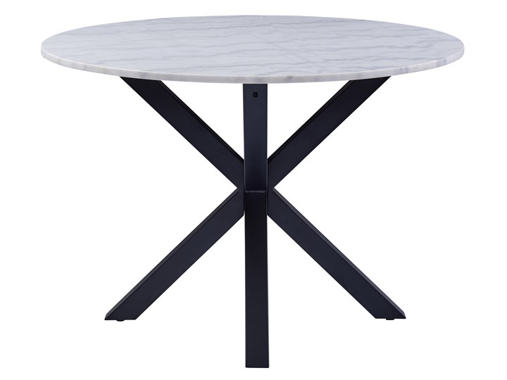 Stół okrągły biały marmurowy blat czarne metalowe nogi Ø110x76 cm Rozkładanie Zestawy