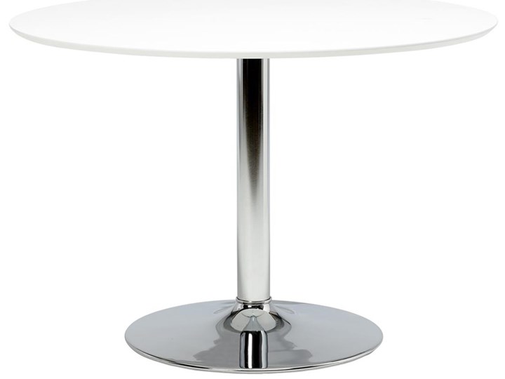 Stół okrągły biały blat srebrna metalowa noga Ø110x74 cm