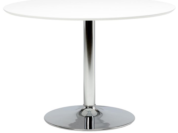 Stół Gail Ø110 cm biały noga srebrna Metal Płyta MDF Kształt blatu Okrągły