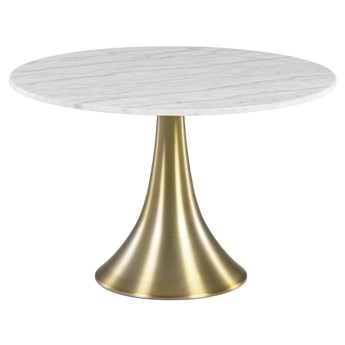 Stół okrągły biały marmurowy blat złota metalowa podstawa Ø120x76 cm