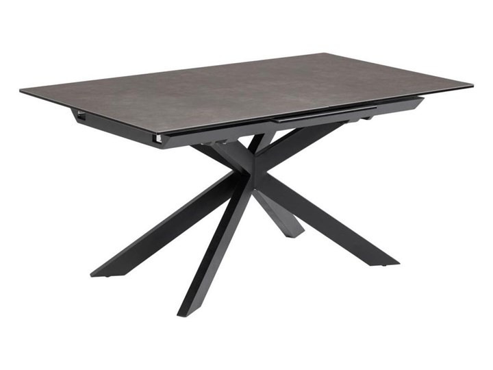 Stół rozkładany szary szklany blat czarne metalowe nogi 160x90 cm