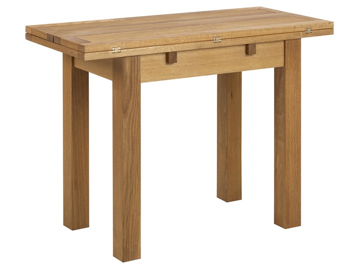 Stół rozkładany naturalny fornirowany blat nogi drewniane dąb 45-90x100 cm