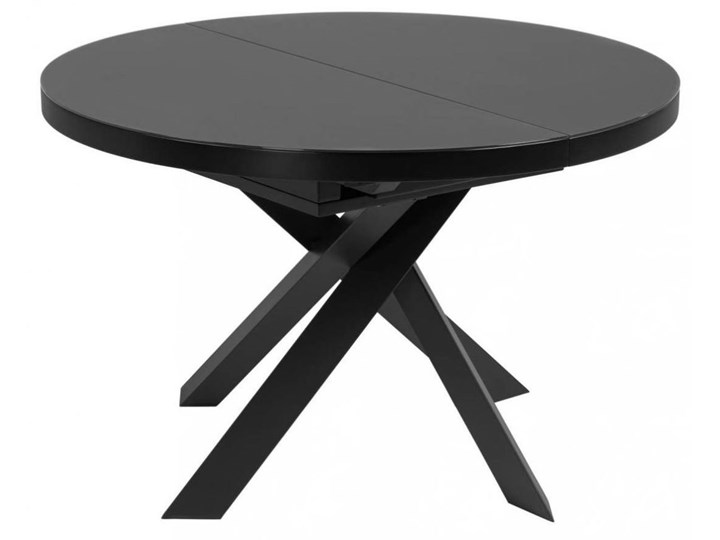 Stół rozkładany okrągły czarny szklany blat metalowe nogi Ø120x76 cm