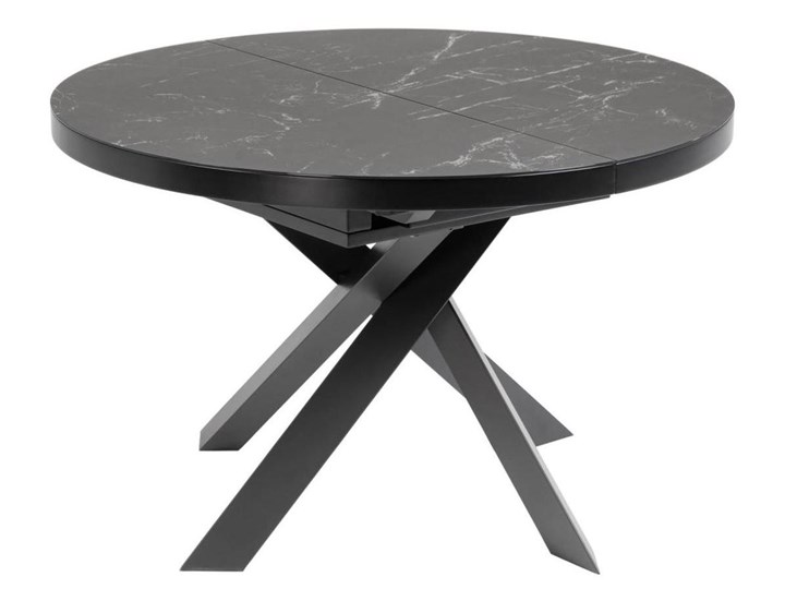 Stół rozkładany Vashti ∅120-160x76 cm szary Styl Glamour Płyta MDF Szkło Długość 120 cm Szerokość 120 cm Stal Marmur Ceramika Długość 160 cm Styl Nowoczesny