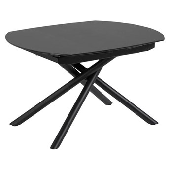 Stół rozkładany czarny szklany blat metalowe nogi 130x100 cm