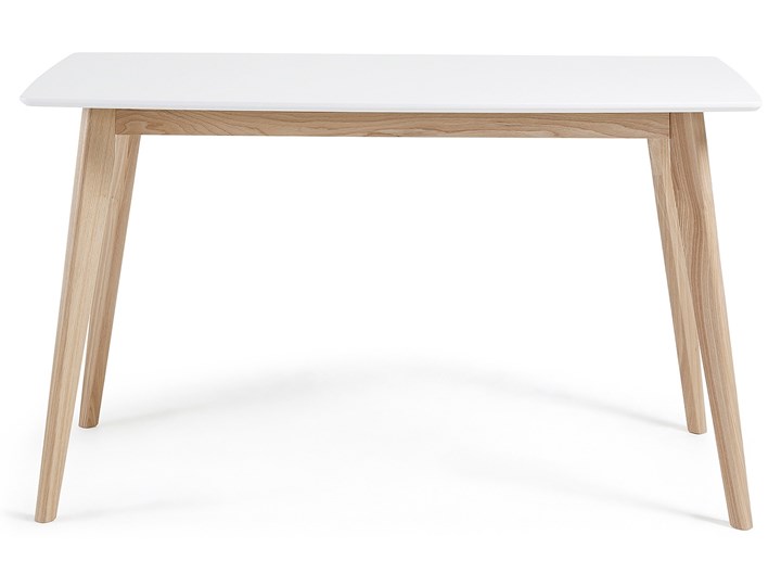 Stół Anit biały z drewnianymi nogami 140 x 80 cm Płyta MDF Drewno Rozkładanie
