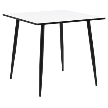 Stół biały blat czarne metalowe nogi 80x80 cm