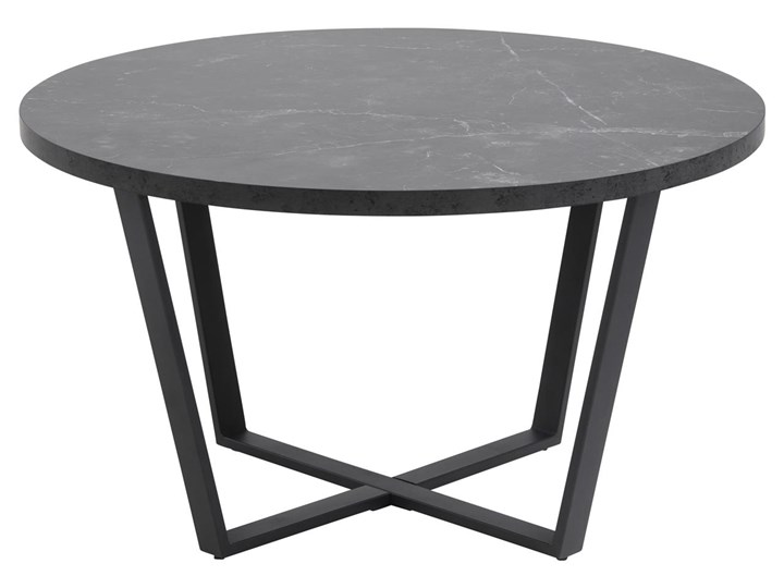 Stolik kawowy Hagley Ø77 cm czarny Wysokość 44 cm Metal Marmur Styl Nowoczesny