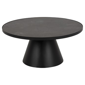 Stolik kawowy okrągły blat marmurowy czarny podstawa metalowa czarna Ø86x40 cm