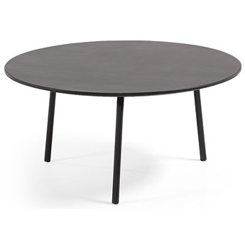 Stolik kawowy okrągły blat betonowy czarny nogi metalowe Ø70x34 cm