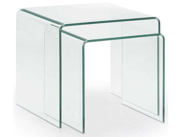Zestaw Burano 2 szklanych stolików pomocniczych Szkło Wysokość 45 cm Szerokość 50 cm Długość 50 cm Zestaw stolików Styl Minimalistyczny