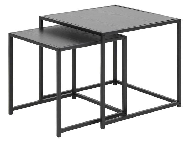 Zestaw dwóch stolików kawowych Favors czarne Długość 50 cm Metal Zestaw stolików Wysokość 45 cm Szerokość 50 cm Styl Industrialny