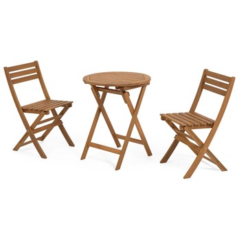 Zestaw składanych mebli ogrodowych Elisia stół 2 krzesła litego drewna akacjowego FSC 100%