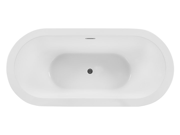 Wanna wolnostojąca czarna akrylowa 170 x 80 cm system przelewowy owalna minimalistyczny design Wolnostojące Kolor Czarny Kategoria Wanny