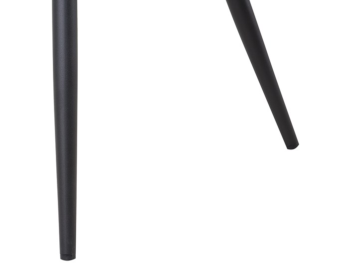 Zestaw 2 krzeseł niebieskich tapicerowanych z metalowymi czarnymi nogami do jadalni styl nowoczesny industrialny Szerokość 44 cm Głębokość 56 cm Wysokość 86 cm Tkanina Pomieszczenie Jadalnia Drewno Tworzywo sztuczne Pikowane Tapicerowane Styl Vintage
