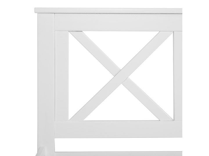Łóżko ze stelażem białe drewniana rama ozdobne wezgłowie 140 x 200 cm rustykalny design Kolor Biały