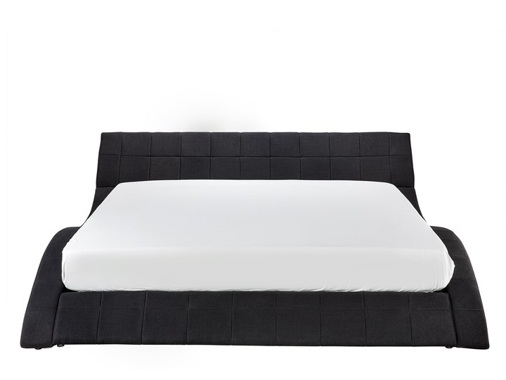 Łóżko ze stelażem tapicerowane tkaniną czarne 180 x 200 cm nowoczesny design falowane Kolor Czarny Łóżko tapicerowane Kategoria Łóżka do sypialni