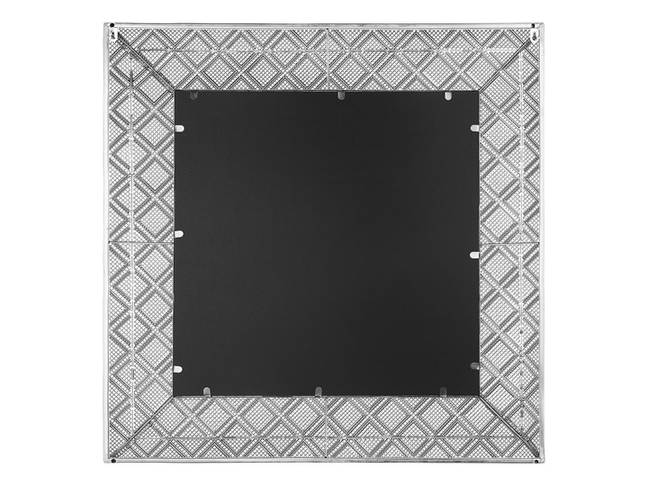 Lustro wiszące dekoracyjne kwadratowe srebrne 80 x 80 cm orientalna rama w romby Ścienne Lustro z ramą Styl Klasyczny