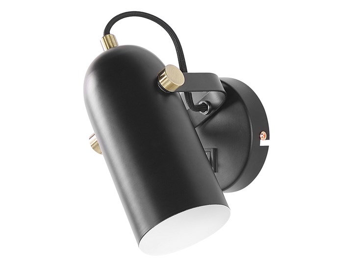 Beliani Lampa ścienna czarna metalowa 17 cm regulowany klosz styl industrialny kinkiet do sypialni salonu Kinkiet z kloszem Kolor Czarny