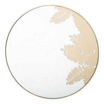 Okrągłe lustro ścienne złote metalowa rama 56 cm wzór liści łazienka salon styl retro