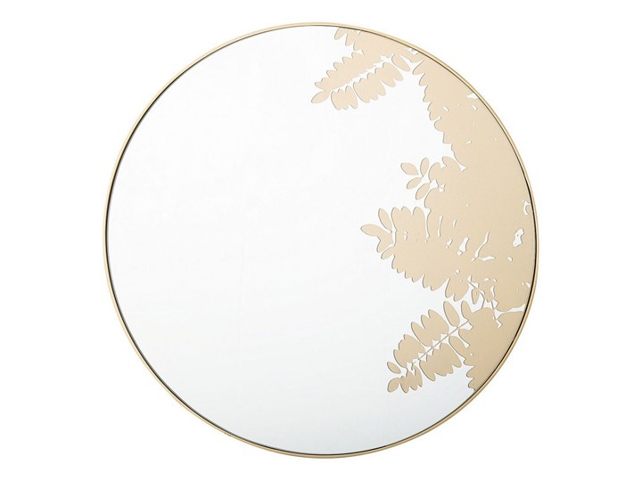Okrągłe lustro ścienne złote metalowa rama 56 cm wzór liści łazienka salon styl retro Lustro z ramą Pomieszczenie Sypialnia