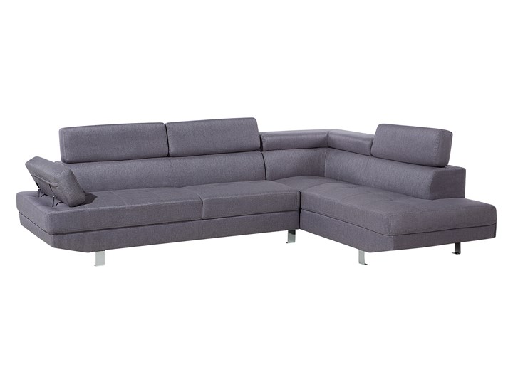 Narożnik lewostronny szary tapicerowany 5 osobowa sofa z regulowanymi zagłówkami Styl Nowoczesny W kształcie L Boki Z bokami