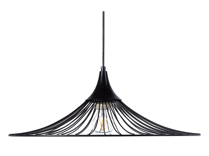 Lampa sufitowa wisząca czarna metalowy klosz industrialny design sypialnia kuchnia Lampa z kloszem Lampa druciana Kolor Czarny