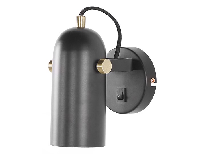 Beliani Lampa ścienna czarna metalowa 17 cm regulowany klosz styl industrialny kinkiet do sypialni salonu Kinkiet z kloszem Styl Nowoczesny