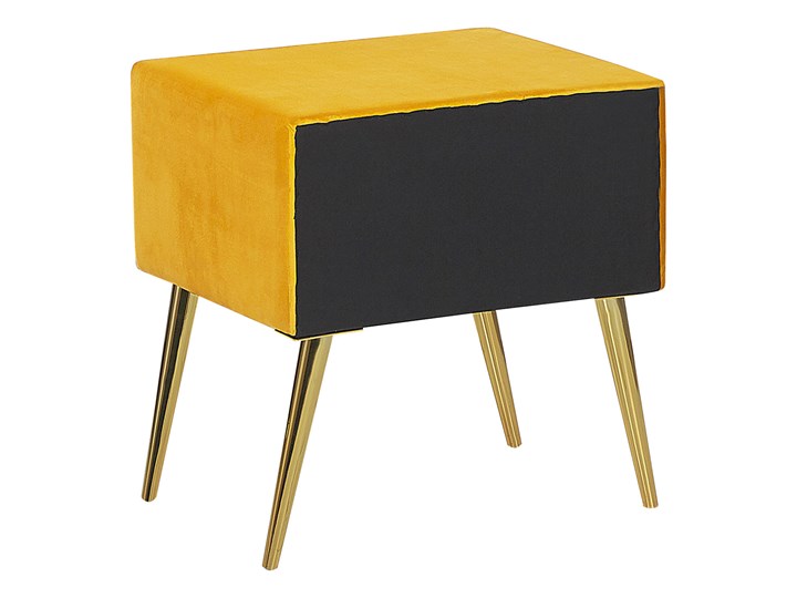 Szafka nocna żółta tapicerowana welurem 1 szafka stolik nocny minimalistyczny design Drewno Metal Płyta MDF Tworzywo sztuczne Styl Nowoczesny