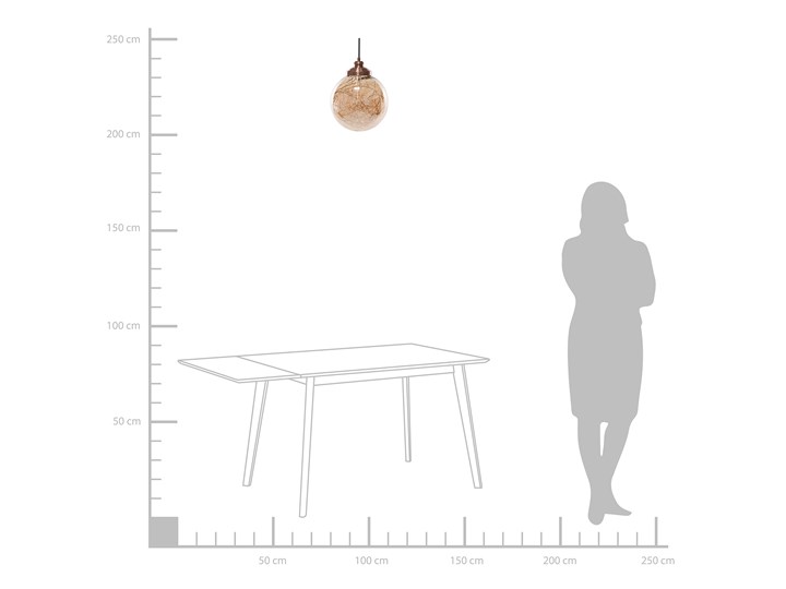 Lampa sufitowa szklana kulisty klosz metalowe elementy w kolorze miadzianym nowoczesna Szkło Styl Nowoczesny Lampa z kloszem Kategoria Lampy wiszące