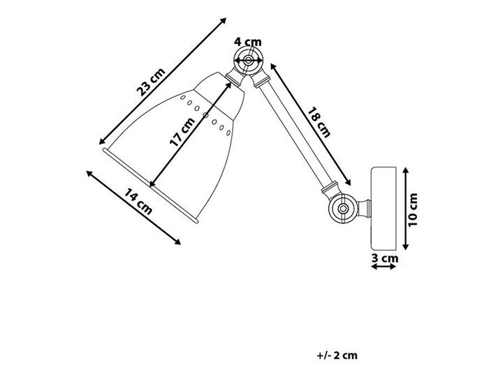 Beliani Komplet 2 kinkietów srebrny metalowy ø 14 cm okrągły regulowane ramię klosz industrialny Kategoria Lampy ścienne Kinkiet z kloszem Funkcje Kinkiet z regulacją