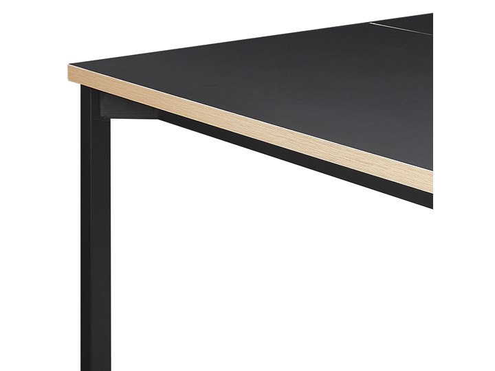Stół do jadalni czarny 140/190 x 90 cm tradycyjnie rozkładany blat 6 osobowy industrialny Płyta MDF Długość 140 cm Metal Stal Pomieszczenie Stoły do salonu