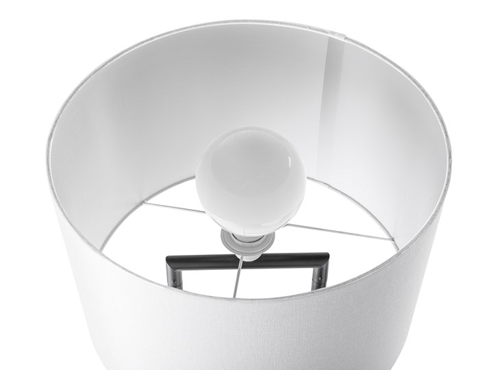 Beliani Lampa stojąca biała czarna 153 cm metalowe nogi betonowa podstawa okrągły abażur nowoczesna Lampa inspirowana Lampa z abażurem Tkanina Styl Nowoczesny