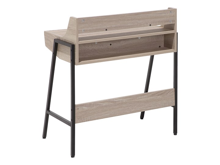 Małe biurko jasnobrązowe 73 x 48 cm z nadstawką i szufladami na stalowej ramie Drewno Szerokość 72 cm Biurko komputerowe Płyta MDF Biurko z nadstawką Szerokość 77 cm Kolor Brązowy