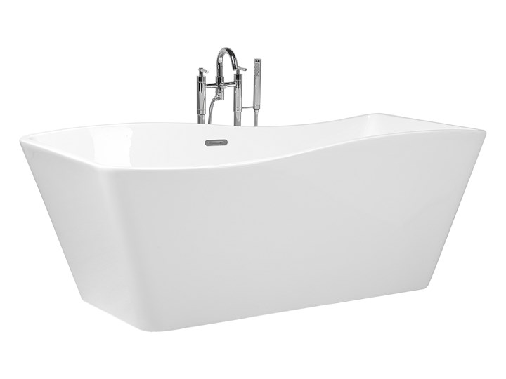 Wanna wolnostojąca biała akrylowa 170 x 78 cm system przelewowy prostokątna glamour Symetryczne Długość 170 cm Stal Wolnostojące Kolor Biały