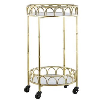 Beliani Wózek kuchenny złoty metalowa rama blat z efektem marmuru barek na kółkach w stylu glamour