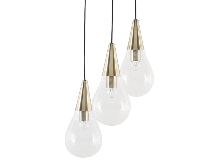 Lampa sufitowa przezroczysta szklana 118 cm miedziany akcent 3 klosze kształt kropli nowoczesna Szkło Żarówka na kablu Metal Styl Nowoczesny