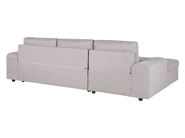 Narożnik rozkładany jasnoszary sofa narożna do salonu kanapa z funkcją spania z pojemnikiem skandynawska Boki Z bokami W kształcie L Styl Skandynawski