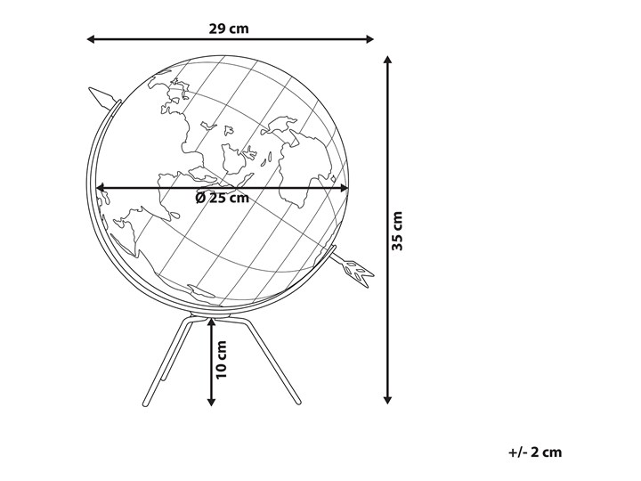 Figurka dekoracyjna globus brązowy korek 25 cm Globusy Kolor Czarny Metal Kategoria Figury i rzeźby