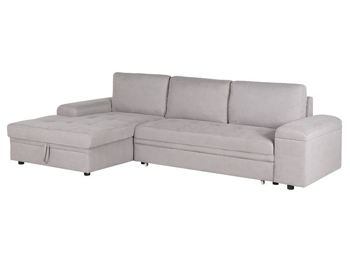 Narożnik rozkładany jasnoszary sofa narożna do salonu kanapa z funkcją spania z pojemnikiem skandynawska W kształcie L Funkcje Z pojemnikiem na pościel