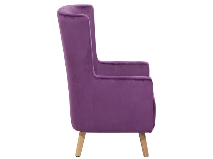 Beliani Fotel uszak fioletowy welurowy retro Styl Tradycyjny Szerokość 74 cm Drewno Tworzywo sztuczne Tkanina Pomieszczenie Salon