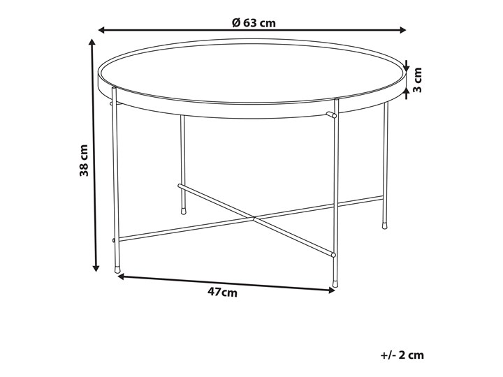 Stolik kawowy złotobrązowy blat z hartowanego szkła złote metalowe nogi okrągły glamour Szkło Kolor Złoty Wysokość 38 cm Kategoria Stoliki i ławy