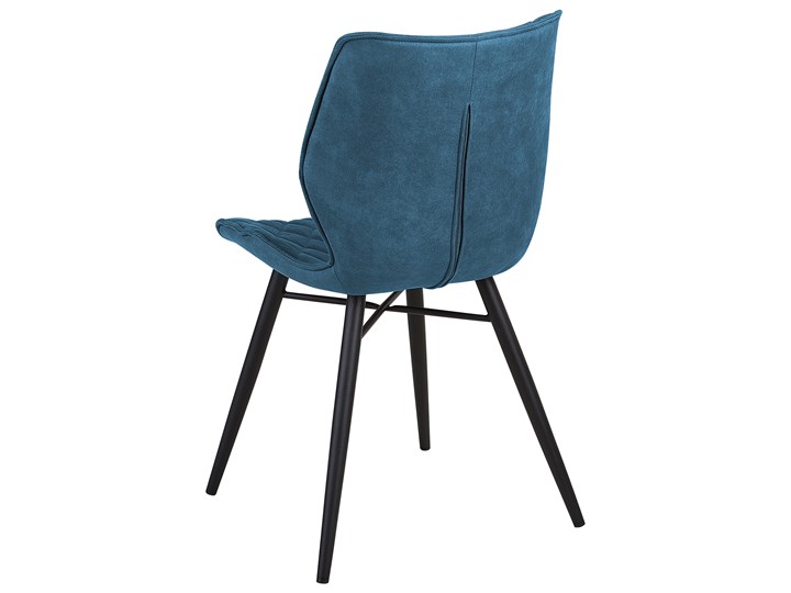 Zestaw 2 krzeseł niebieskich tapicerowanych z metalowymi czarnymi nogami do jadalni styl nowoczesny industrialny Tworzywo sztuczne Pikowane Szerokość 44 cm Głębokość 56 cm Pomieszczenie Jadalnia Wysokość 86 cm Tkanina Drewno Tapicerowane Styl Vintage