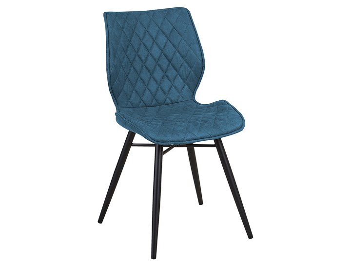 Zestaw 2 krzeseł niebieskich tapicerowanych z metalowymi czarnymi nogami do jadalni styl nowoczesny industrialny Tworzywo sztuczne Wysokość 86 cm Szerokość 44 cm Pikowane Drewno Tapicerowane Tkanina Głębokość 56 cm Pomieszczenie Jadalnia