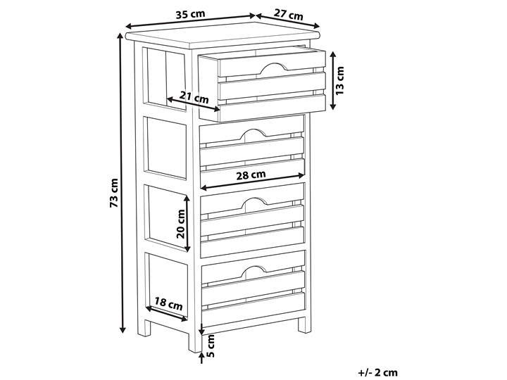 Beliani Komoda jasne drewno z białym sklejka 73 x 35 cm cztery szuflady w różnych kolorach szafka do sypialni pokoju dziecięcego styl skandynawski Stojące Kolor Beżowy Płyta MDF Kategoria Szafki i regały