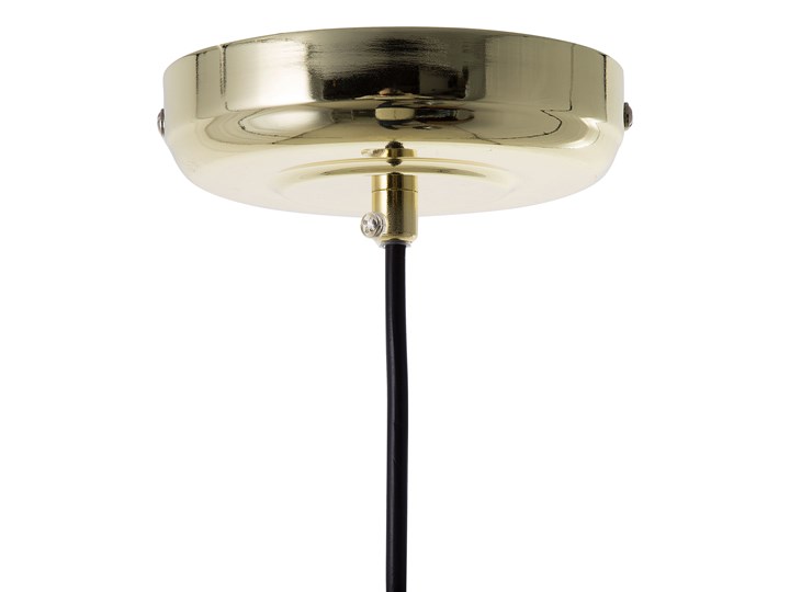 Lampa sufitowa złota metalowa 124 cm ażurowa czarna osłona wysoki połysk glamour Lampa z kloszem Lampa druciana Kolor Złoty
